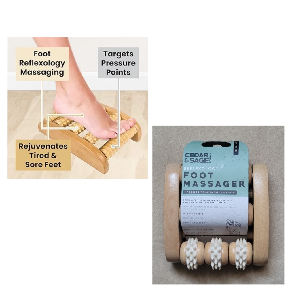 CEDAR & SAGE Foot Reflexology Massager with Wooden Rollers